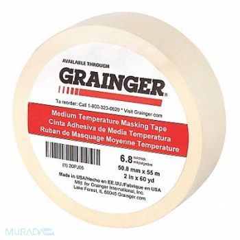 GRAINGER APPROVED Masking Tape 2 W 60 yd L Tan, 20PJ05