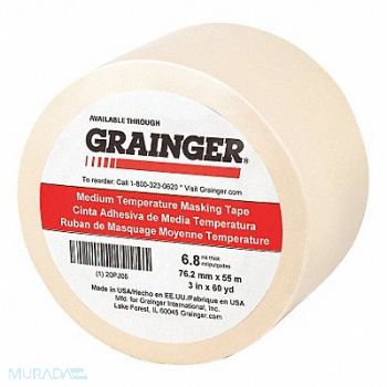 GRAINGER APPROVED Masking Tape 3 W 60 yd L Tan, 20PJ06