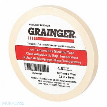 GRAINGER APPROVED Masking Tape 1/2 W 60 yd L Tan, 20PJ07