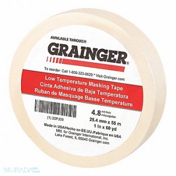 GRAINGER APPROVED Masking Tape 1 W 60 yd L Tan, 20PJ09