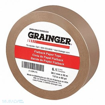 GRAINGER APPROVED Masking Tape 1 1/2 W 60 yd L Tan, 20PJ15