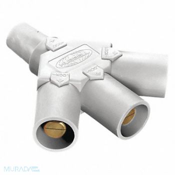 HUBBELL Triple Connector 600VAC/250VDC Wht Taper, 20TT46