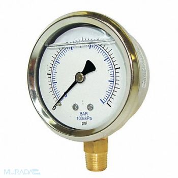 PIC GAUGES Pressure Gauge 1/8 in NPT 2 in, 20TV03