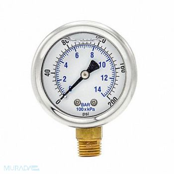 PIC GAUGES Pressure Gauge 1/4 in NPT 2 in, 20TU92