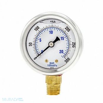 PIC GAUGES Pressure Gauge 1/4 in NPT 2 in, 20TU93