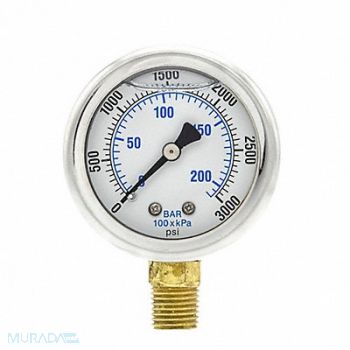 PIC GAUGES Pressure Gauge 1/4 in NPT 2 in, 20TU97