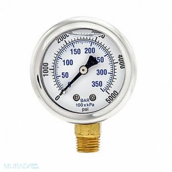 PIC GAUGES Pressure Gauge 1/4 in NPT 2 in, 20TU98
