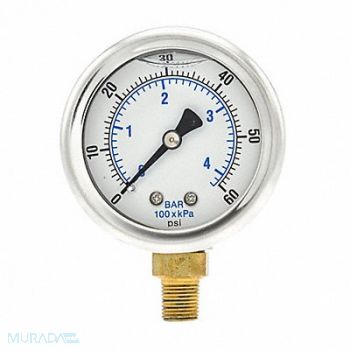PIC GAUGES Pressure Gauge 1/8 in NPT 2 in, 20TV02