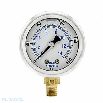 PIC GAUGES Pressure Gauge 1/8 in NPT 2 in, 20TV05