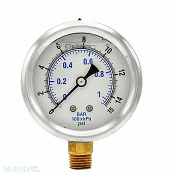 PIC GAUGES Pressure Gauge 1/4 in NPT 2-1/2 in, 20TV13