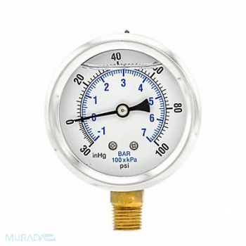 PIC GAUGES Compound Gauge 1/4 in NPT 2-1/2 in, 20TV18