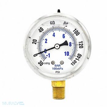 PIC GAUGES Compound Gauge 1/4 in NPT 2-1/2 in, 20TV19