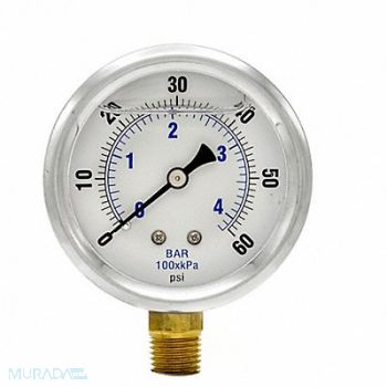 PIC GAUGES Pressure Gauge 1/4 in NPT 2-1/2 in, 20TV21