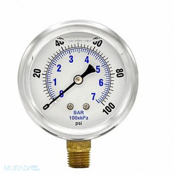 PIC GAUGES Pressure Gauge 1/4 in NPT 2-1/2 in, 20TV22