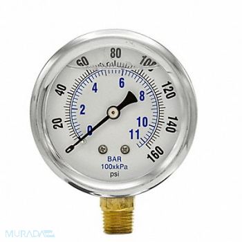 PIC GAUGES Pressure Gauge 1/4 in NPT 2-1/2 in, 20TV23