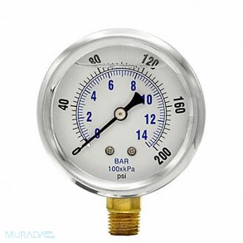 PIC GAUGES Pressure Gauge 1/4 in NPT 2-1/2 in, 20TV24