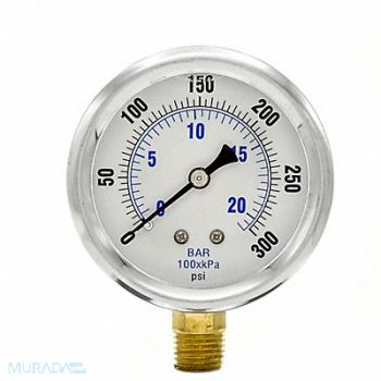 PIC GAUGES Pressure Gauge 1/4 in NPT 2-1/2 in, 20TV25