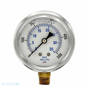 PIC GAUGES Pressure Gauge 1/4 in NPT 2-1/2 in, 20TV27