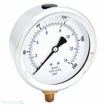 PIC GAUGES H8400 Pressure Gauge Liquid 4 in 200 psi, 20TV51