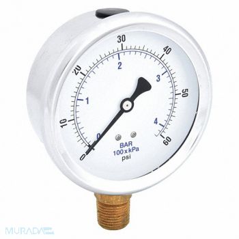 PIC GAUGES H8403 Pressure Gauge Liquid 4 in 60 psi, 20TV70