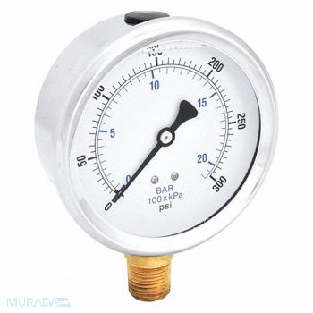PIC GAUGES H8403 Pressure Gauge Liquid 4 in 300 psi, 20TV74