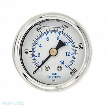 PIC GAUGES Pressure Gauge 1/8 in NPT 1-1/2 in, 20TV90