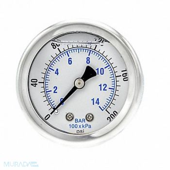 PIC GAUGES Pressure Gauge 1/4 in NPT 2 in, 20TW04