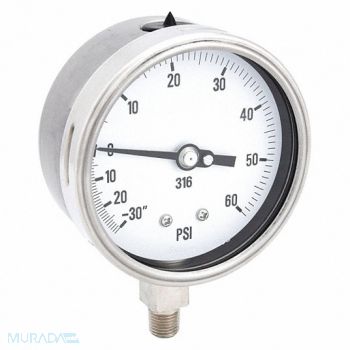 PIC GAUGES H8415 Compound Gauge Heavy Duty 4 in 30/60, 20TX14