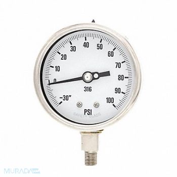 PIC GAUGES H8415 Compound Gauge Heavy Duty 4 in 30/100, 20TX15