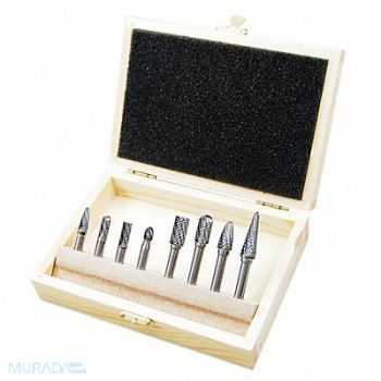 WESTWARD Carbide Bur Set Double Cut 1/4 . Shank, 20UH85