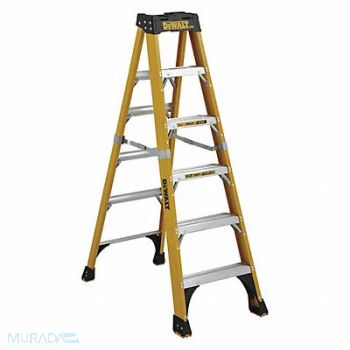 DEWALT Stepladder Fiberglass 6 ft H 500 lb Cap, 20X990