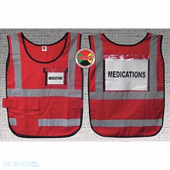 DISASTER MANAGEMENT SYSTEMS H6445 Safety Vest Red Legend Insert Universal, 20XL99