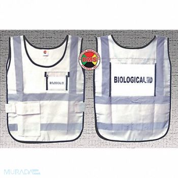 DISASTER MANAGEMENT SYSTEMS H6445 Safety Vest White Legend Insert Univsl, 20XM01