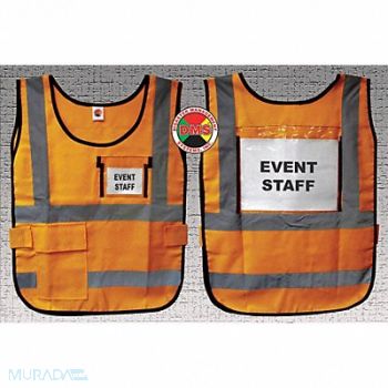 DISASTER MANAGEMENT SYSTEMS H6445 Safety Vest Orange Legend Insert Univsl, 20XM05