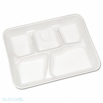 PACTIV Disp Cafeteria Tray WH 8 1/4 in W PK500, 20Y358