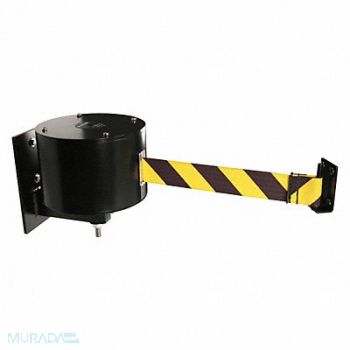 RETRACTA-BELT Wall Barrier 65ft Black/Yellow Belt, 20YT89