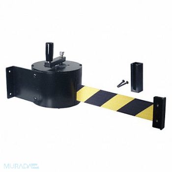 RETRACTA-BELT Manual Wall Barrier 50ft Blk/Yellow Belt, 20YT91