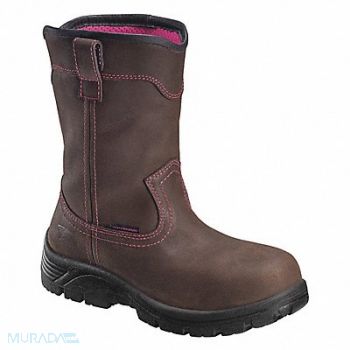 AVENGER SAFETY FOOTWEAR Boot Wellington Brown Leather 9.5W PR, 212Y95