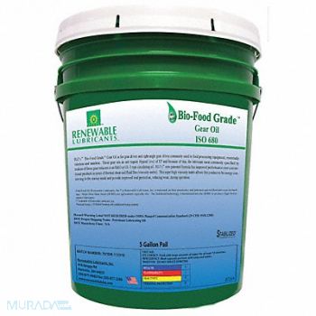 RENEWABLE LUBRICANTS Food Grade Gear Oil 5 Gal, 21A569