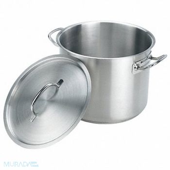 CRESTWARE Stock Pot w/Cover 8 qt 11 in SS, 21D993