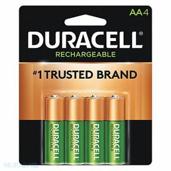 DURACELL Rechargeable Battery AA 1.2VDC PK4, 21LN85