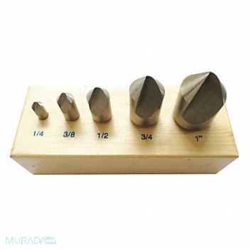 WESTWARD Countersink Set 5 PC 1 FL 82 Deg HSS, 21ML06