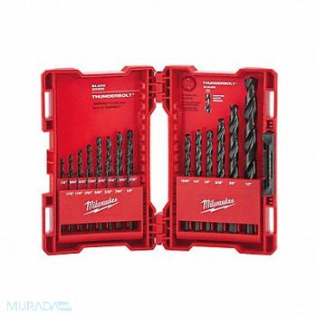 MILWAUKEE Jobber Length Drill Set 21pc HSS, 21R661