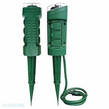 POWER FIRST Ground Stake 6 Outlet 125V, 21RJ26