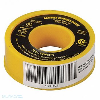 GRAINGER APPROVED Thread Sealant Tape 1/2 W Yellow, 21TF23