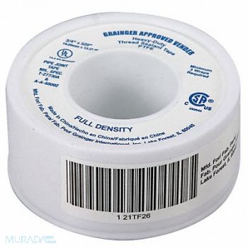 GRAINGER APPROVED Thread Sealant Tape 3/4 W White, 21TF26