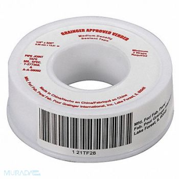 GRAINGER APPROVED Thread Sealant Tape 1/4 W White, 21TF28