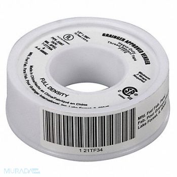 GRAINGER APPROVED Thread Sealant Tape 1/2 W White, 21TF34
