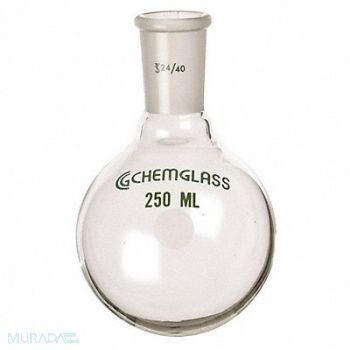 CHEMGLASS Round Bottom Flask 500mL Borosilicate, 21UC92