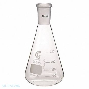 CHEMGLASS Erlenmeyer Flask 250mL Borosilicate, 21UC13